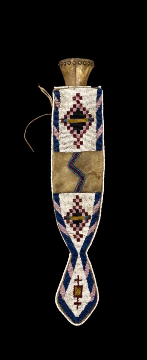 Blackfoot (piikáni / Siksika) Knife With Its Beaded Sheath-photo-2