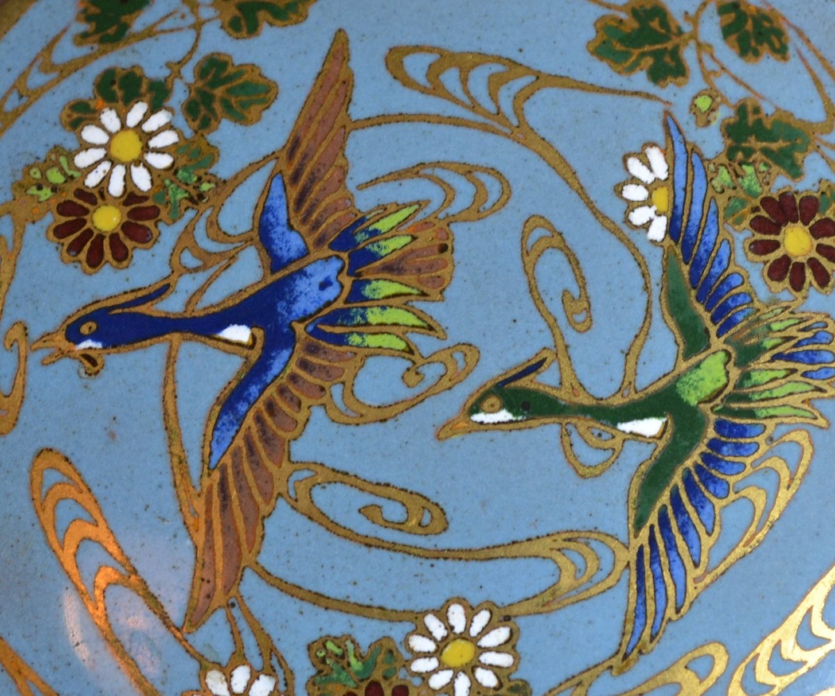 Miniature Bianhu-shaped Flask In Gilded Bronze With Champlevé Enamel-photo-4