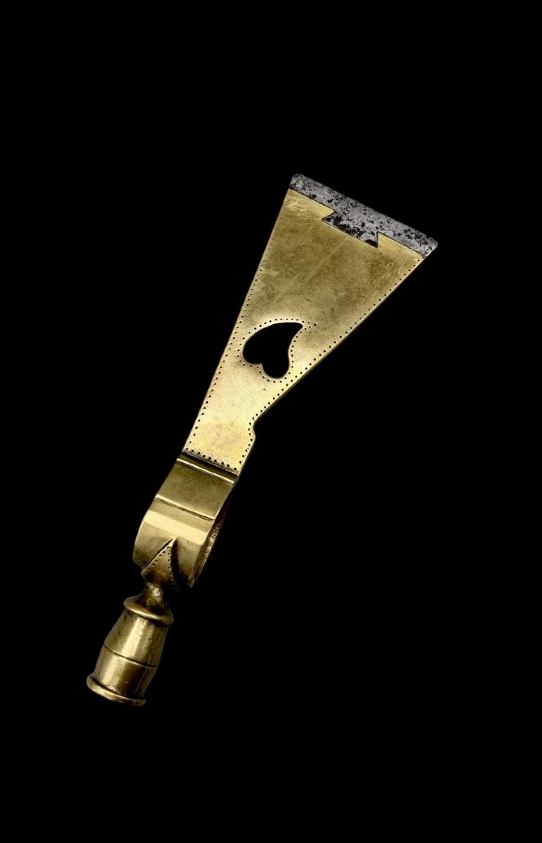 Brass Calumet (pipe-tomahawk) With A Steel Blade And Dovetail Joint