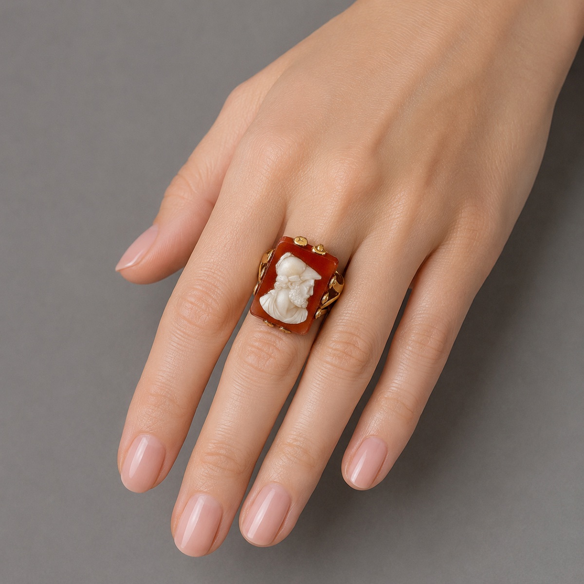 Bague au camée en agate – Or 18 carats-photo-2