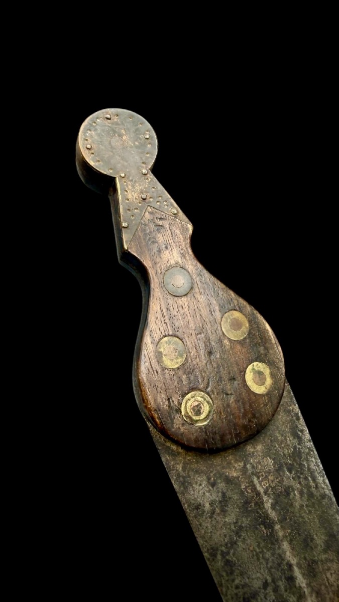 Blackfoot Wood And Metal Dag Knife Together With A Beaded Hide Sheath-photo-3