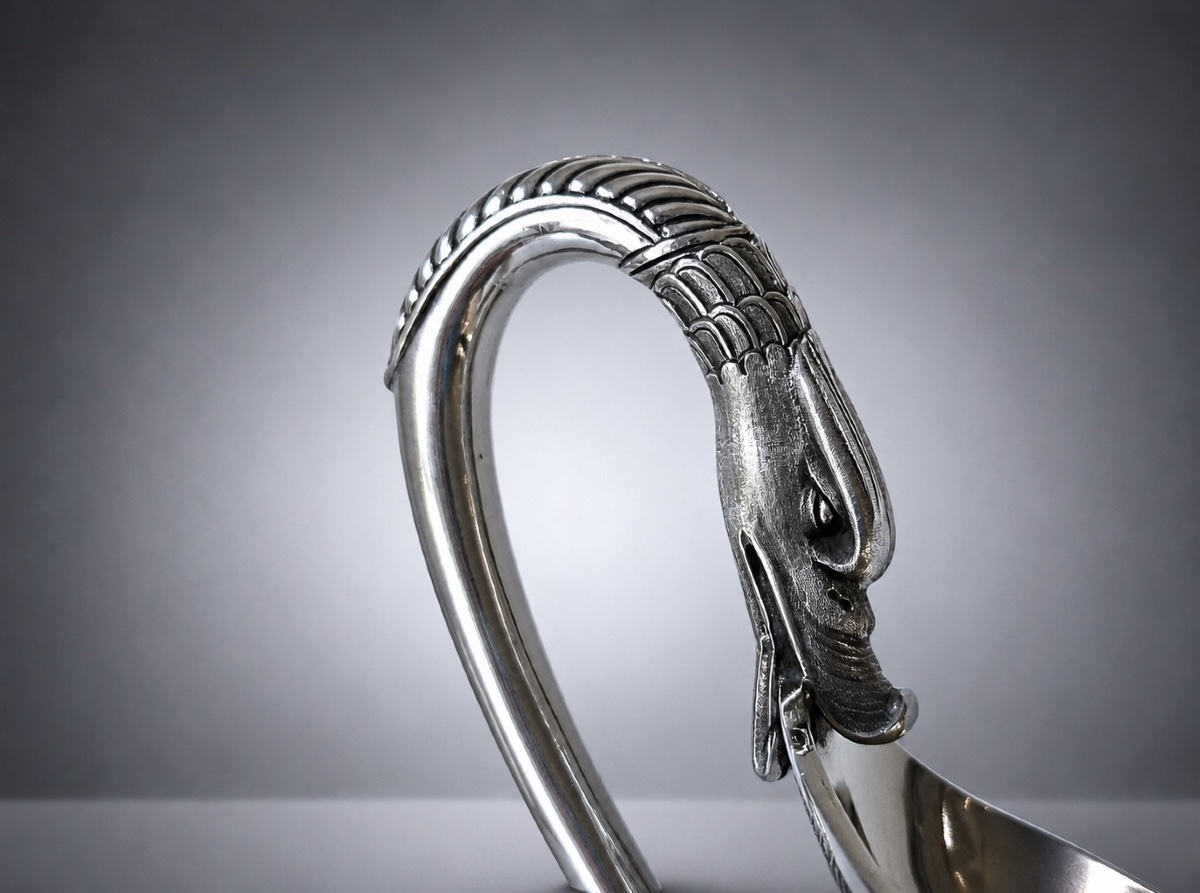 Empire-style Sauce Bowl In Solid Silver And Vermeil-photo-2