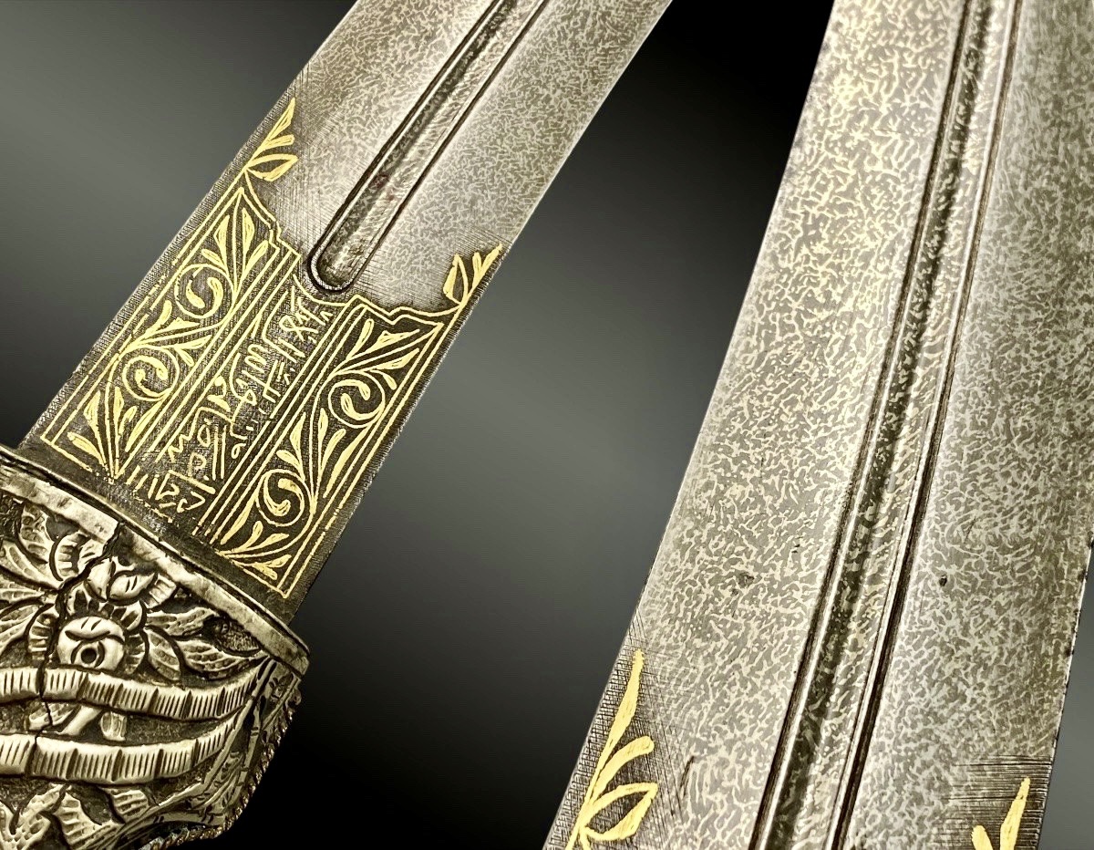 Prestigious Ottoman Jambiya With Coral Teardrops From Trabzon, Wootz Steel Blade,-photo-2