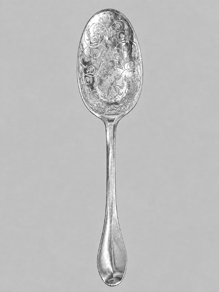 Solid Silver Olive Spoon, Antwerp, 1680–1715
