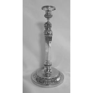 Large Candlestick In Sterling Silver, First Empire By Goldsmith Lefranc In Paris.