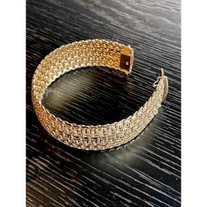 Curb Chain Bracelet With Three Rows In Gold