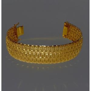 Three-row Gold Curb Chain Bracelet