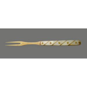 Gold And Mother-of-pearl Folding Travel Fork. 