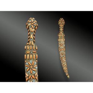 JAMBIYA OTTOMANE DE PRESTIGE AUX LARMES DE CORAIL Trébizonde, Empire ottoman, XIXᵉ siècle