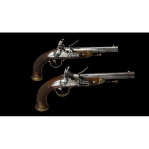 PAIRE DE PISTOLETS D'OFFICIER, MODÈLE 1816, RESTAURATION. 