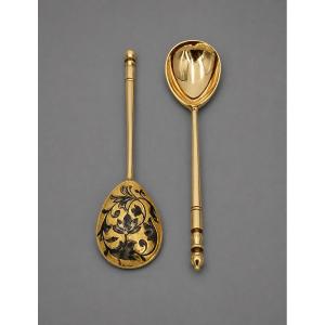 Douze cuillères en argent vermeillé et niellé, Moscou 1850