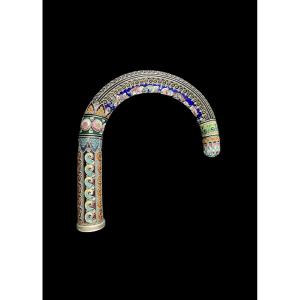 Prestigious Silver Cane Handle With Cloisonné Enamel – Imperial Russia, Circa 1900