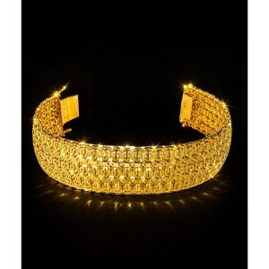 54 G OR 18 CARATS – BRACELET GOURMETTE TRIPLE RANG MASSIF 