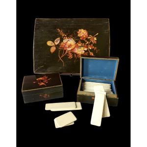 COFFRET À JETONS DE JEU EN VERNIS MARTIN