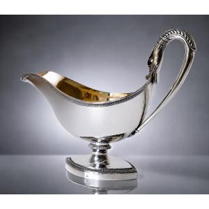 Empire-style Sauce Bowl In Solid Silver And Vermeil