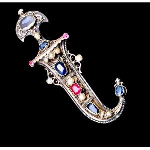 "topkapi" Brooch In The Shape Of An Orientalist Dagger