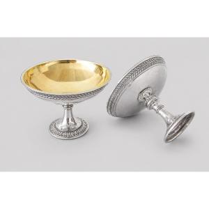 JEAN-BAPTISTE-CLAUDE ODIOT PAIRE DE SALERONS EN ARGENT ET VERMEIL PARIS, PREMIER EMPIRE, 1803-1