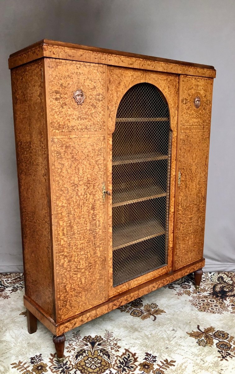 Library In Walnut Burl Marquetry 1940s-photo-1