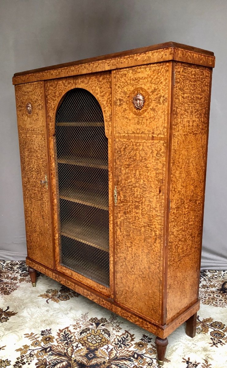 Library In Walnut Burl Marquetry 1940s-photo-2
