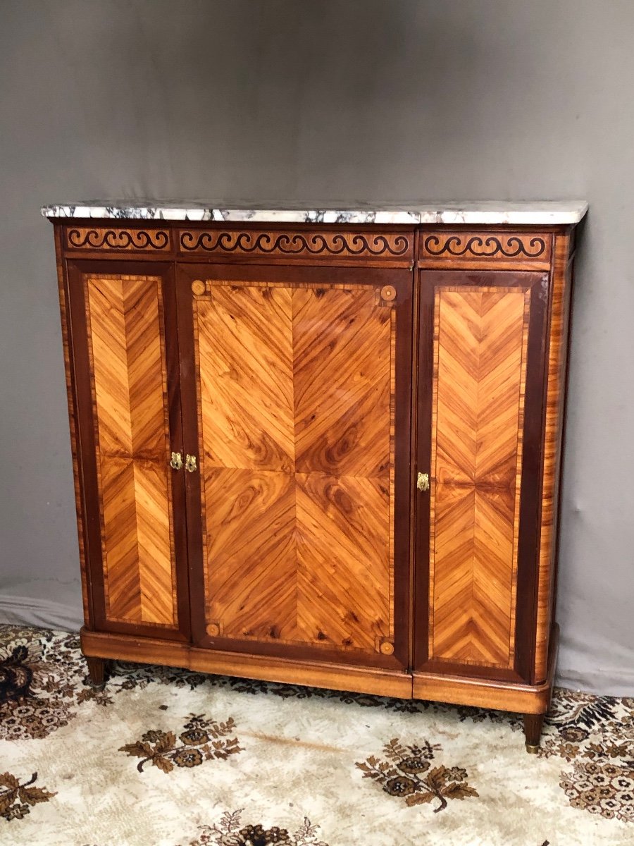 Support Cabinet Forming A Secretary In Marquetry-photo-6