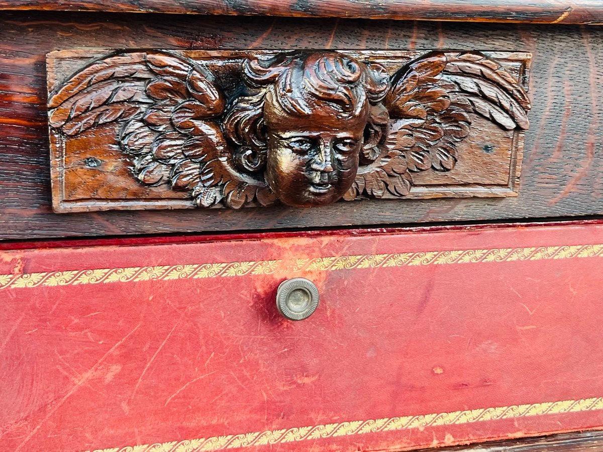 Renaissance Cardboard Box In Oak From The 19th Century-photo-1