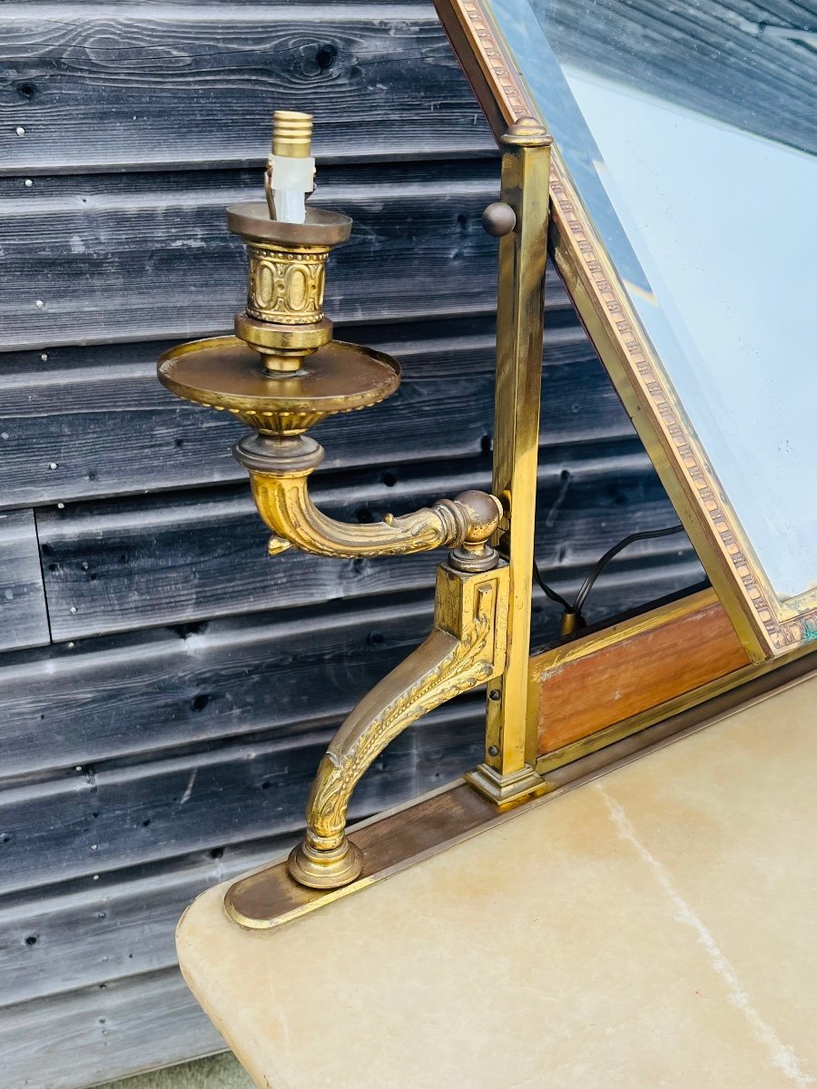 Rare coiffeuse louis XVI en acajou et bronze -photo-3