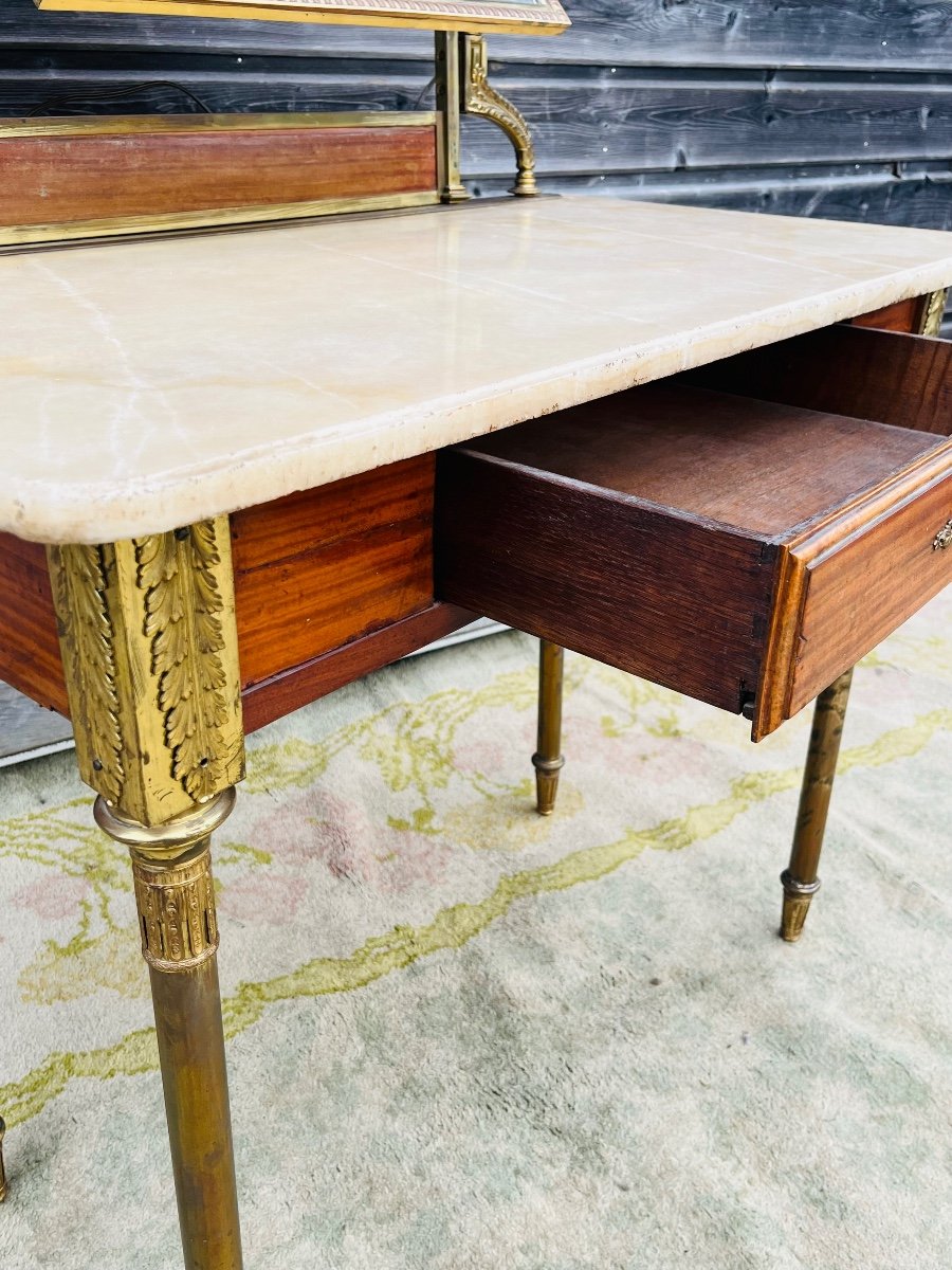 Rare coiffeuse louis XVI en acajou et bronze -photo-7