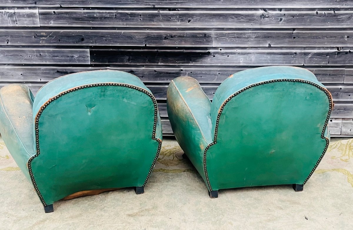 Pair Of Art Deco Leather Club Armchairs-photo-2