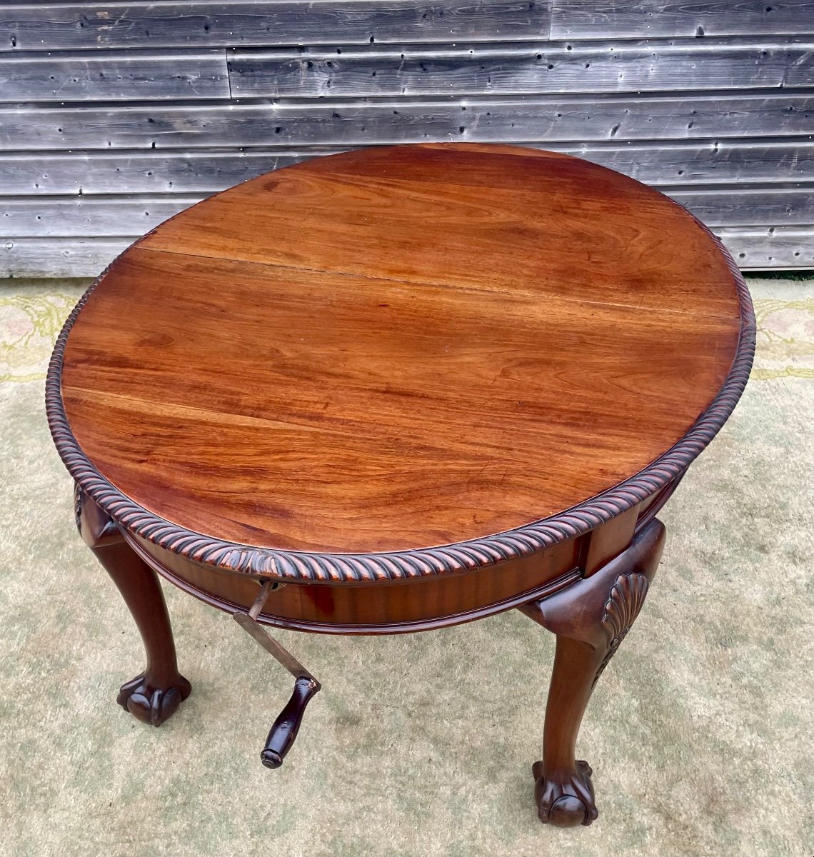 Table Ovale Chippendale à Manivelle En Acajou -photo-6