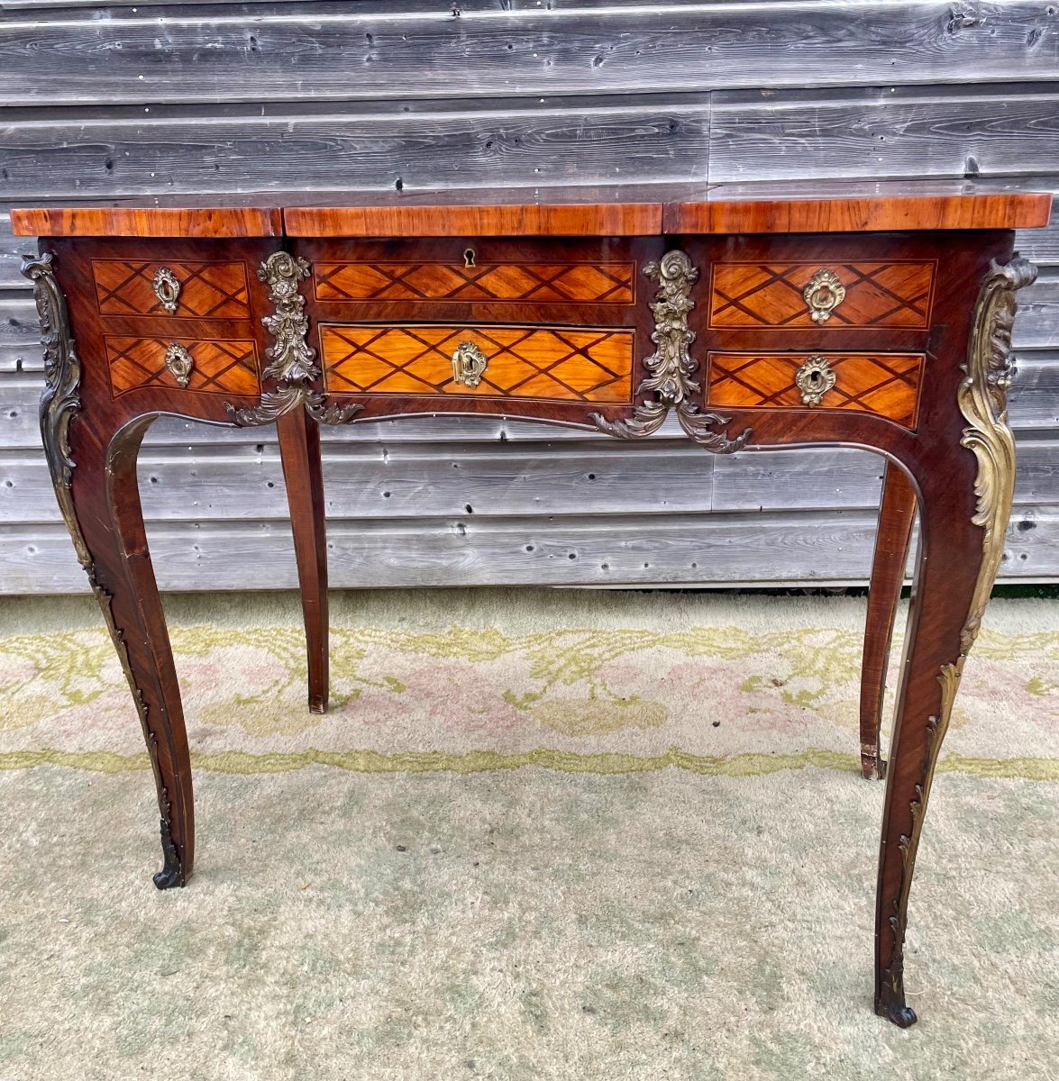 Louis XV Dressing Table In Marquetry-photo-2