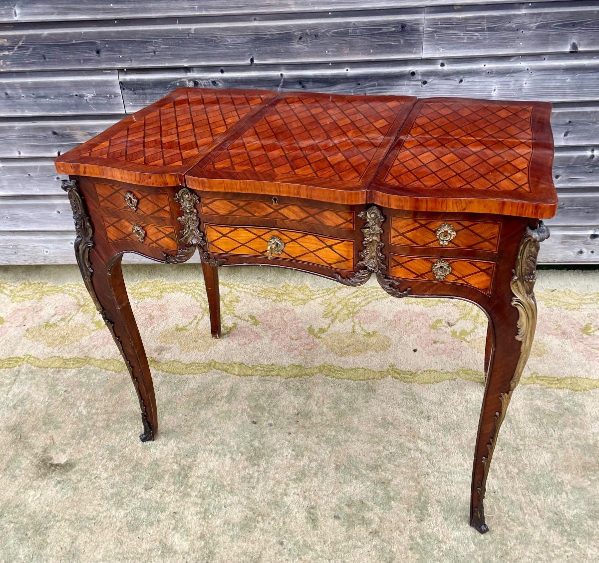 Louis XV Dressing Table In Marquetry-photo-4