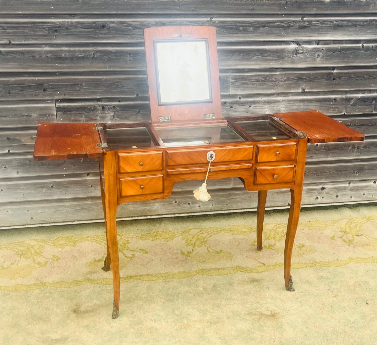Dressing Table In Louis XV Style Veneer From The 19th Century-photo-4