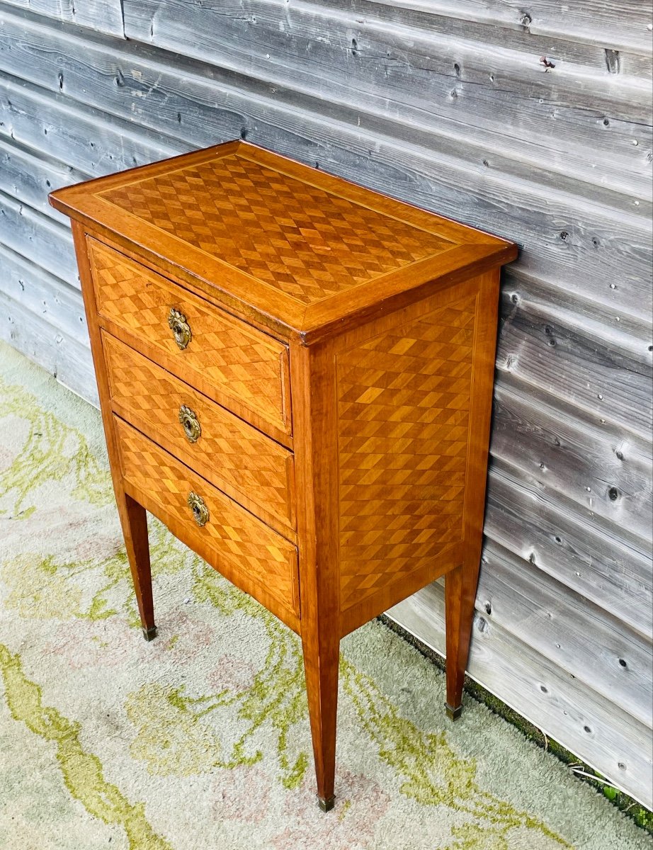 Louis XVI Chiffonier Table In 19th Century Veneer-photo-2