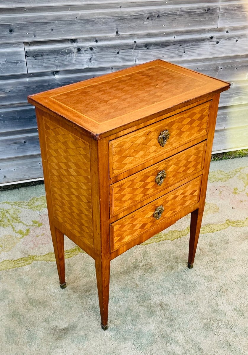 Louis XVI Chiffonier Table In 19th Century Veneer-photo-4