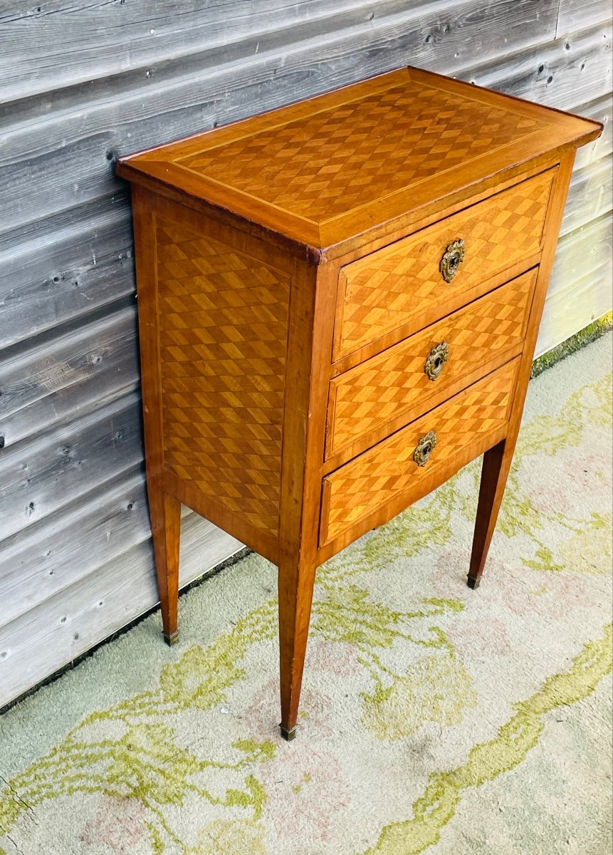 Louis XVI Chiffonier Table In 19th Century Veneer-photo-3