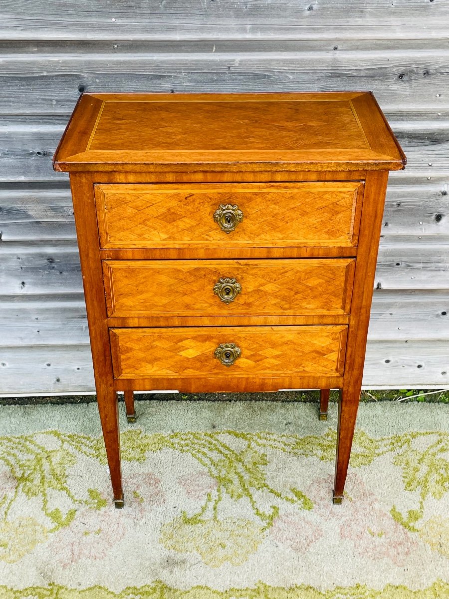 Louis XVI Chiffonier Table In 19th Century Veneer