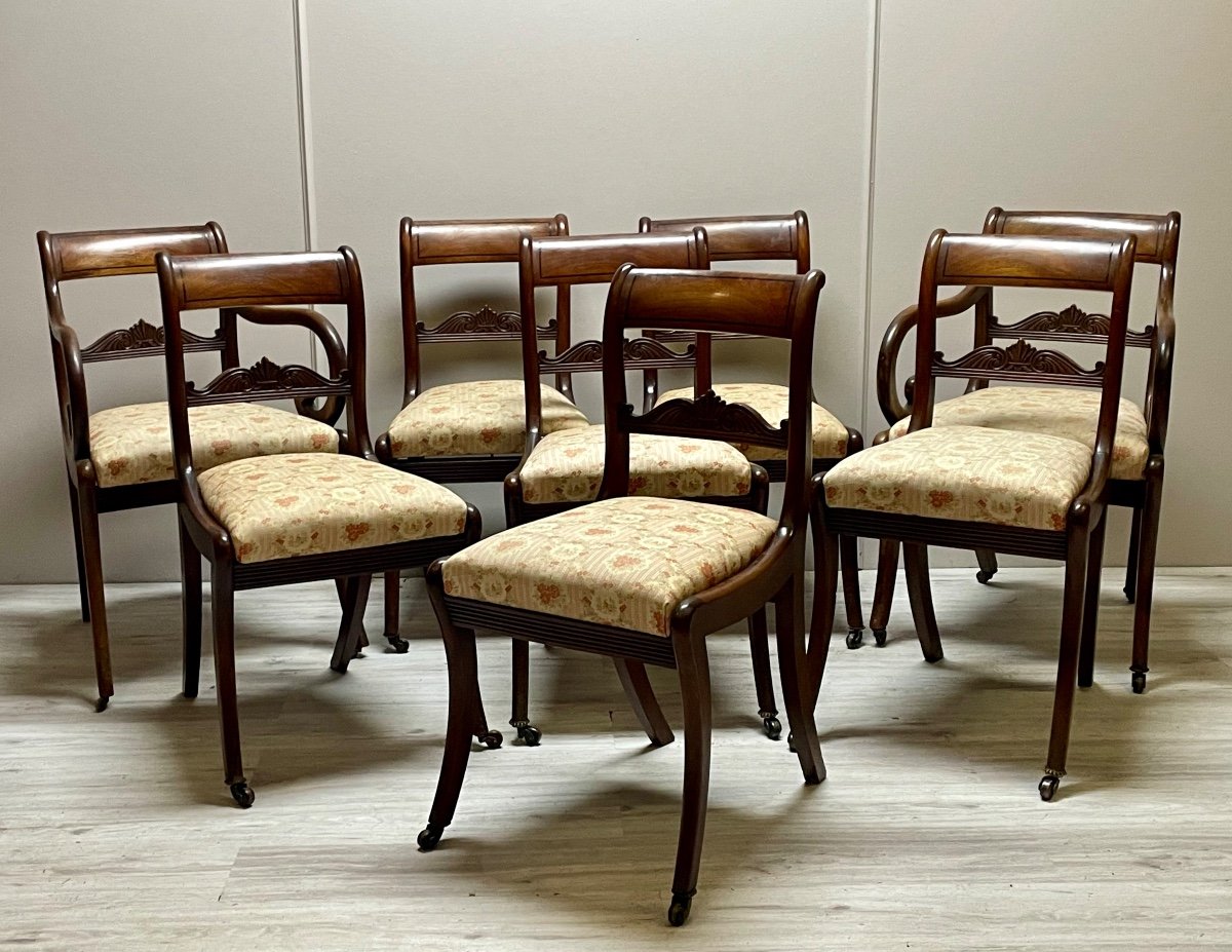 ensemble de 6 chaises et 2 fauteuils d’époque charles X -photo-2