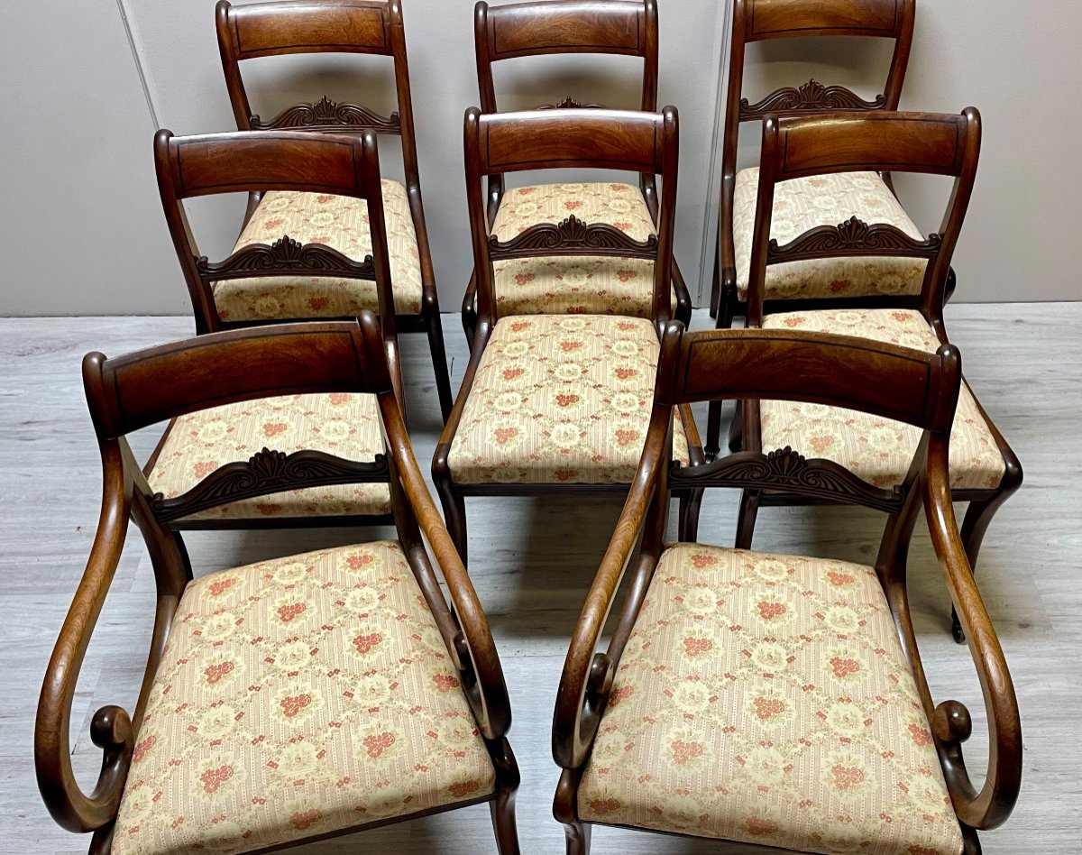 ensemble de 6 chaises et 2 fauteuils d’époque charles X -photo-4