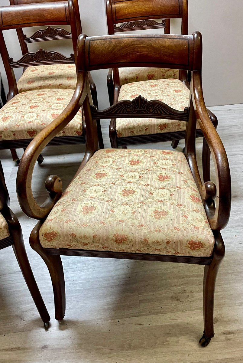 ensemble de 6 chaises et 2 fauteuils d’époque charles X -photo-3