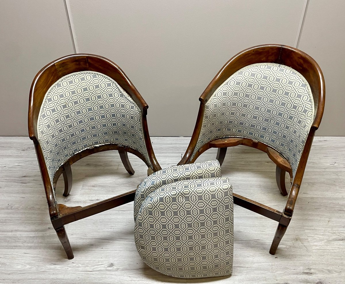 Pair Of Empire Period Mahogany Gondola Armchairs-photo-3