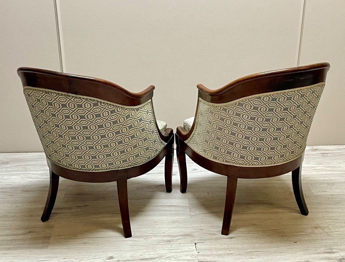 Pair Of Empire Period Mahogany Gondola Armchairs-photo-4