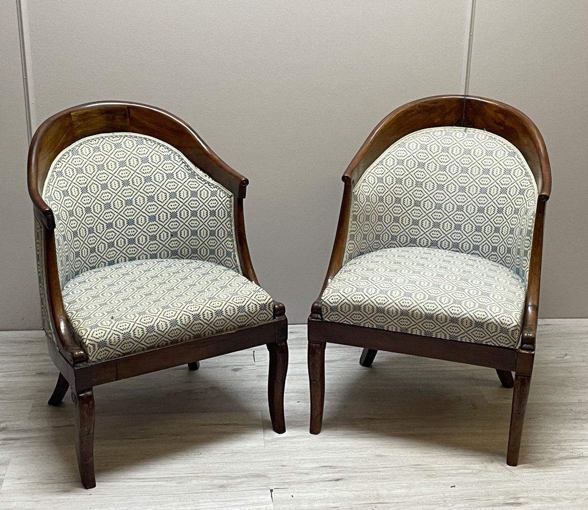 Pair Of Empire Period Mahogany Gondola Armchairs-photo-1