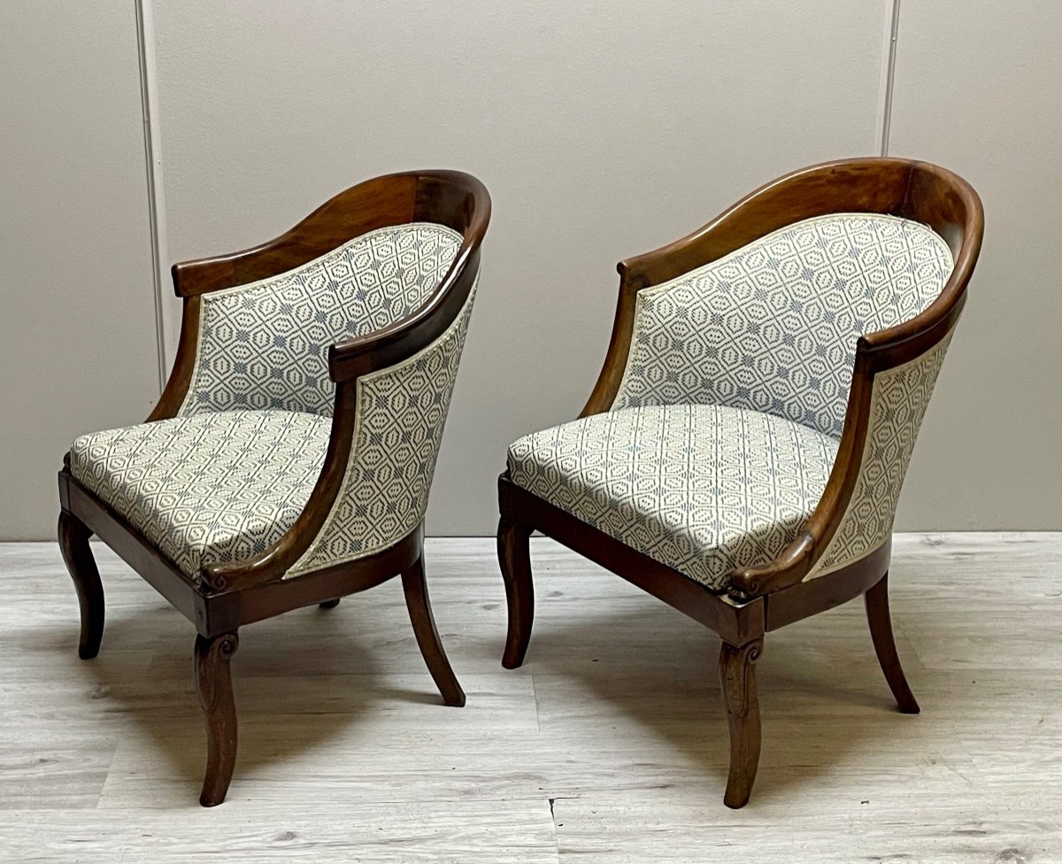 Pair Of Empire Period Mahogany Gondola Armchairs-photo-3