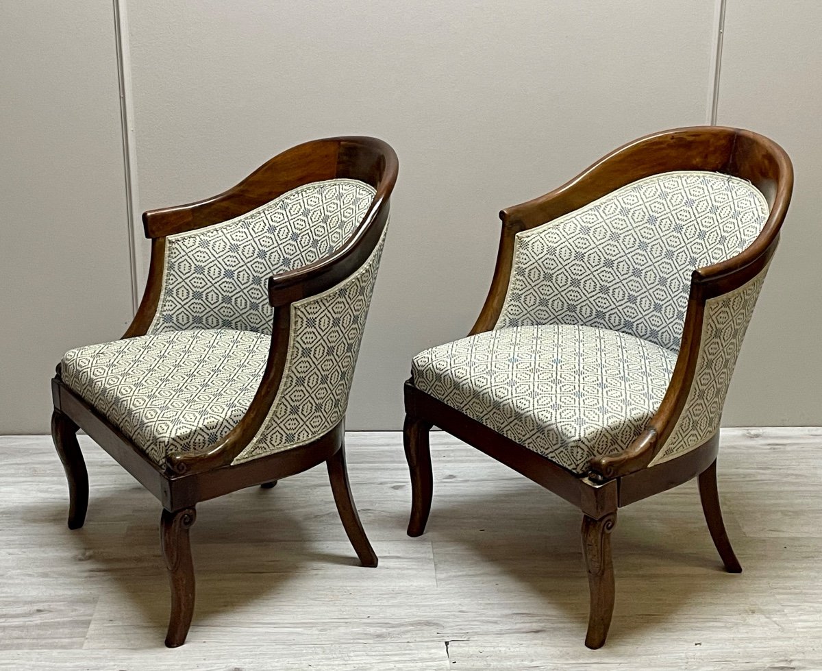 Pair Of Empire Period Mahogany Gondola Armchairs
