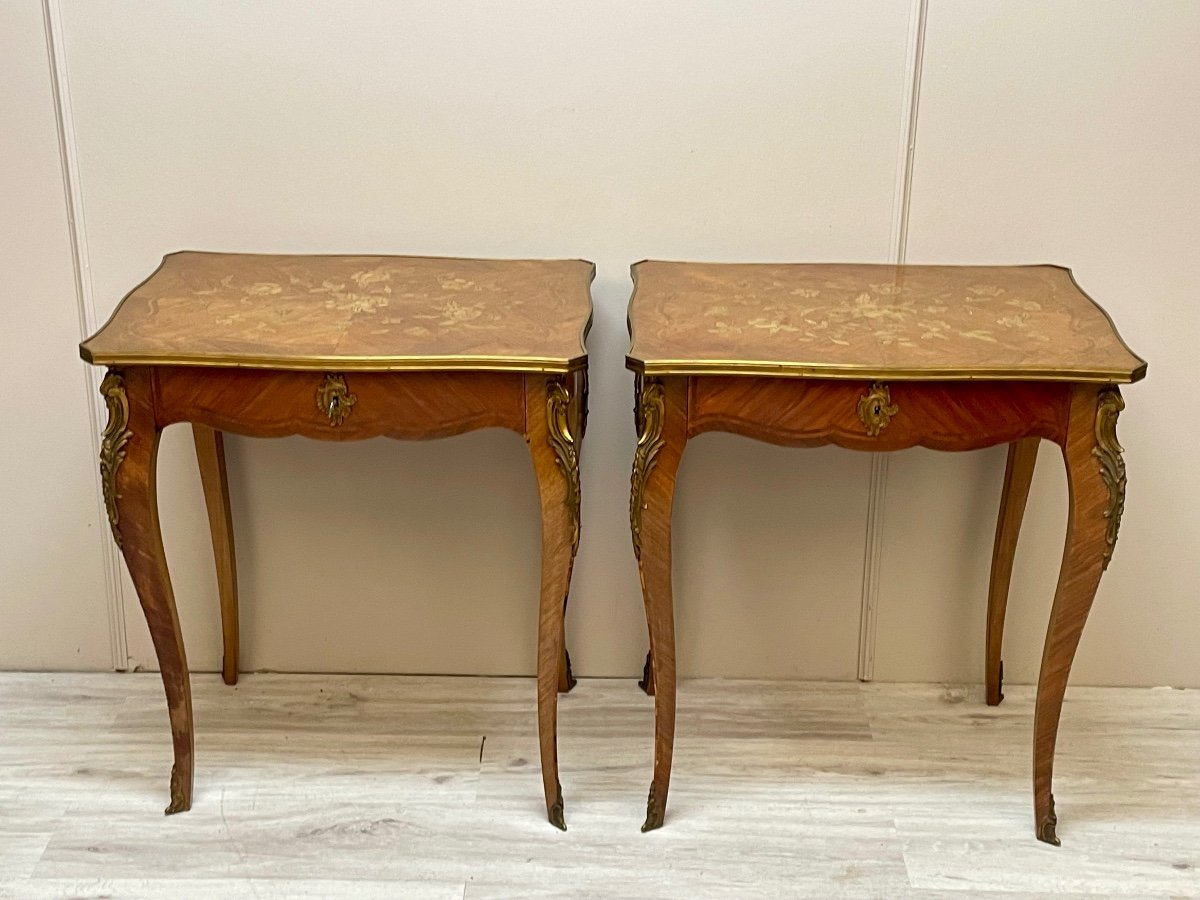 Pair Of Louis XV Marquetry Living Room Tables -photo-5