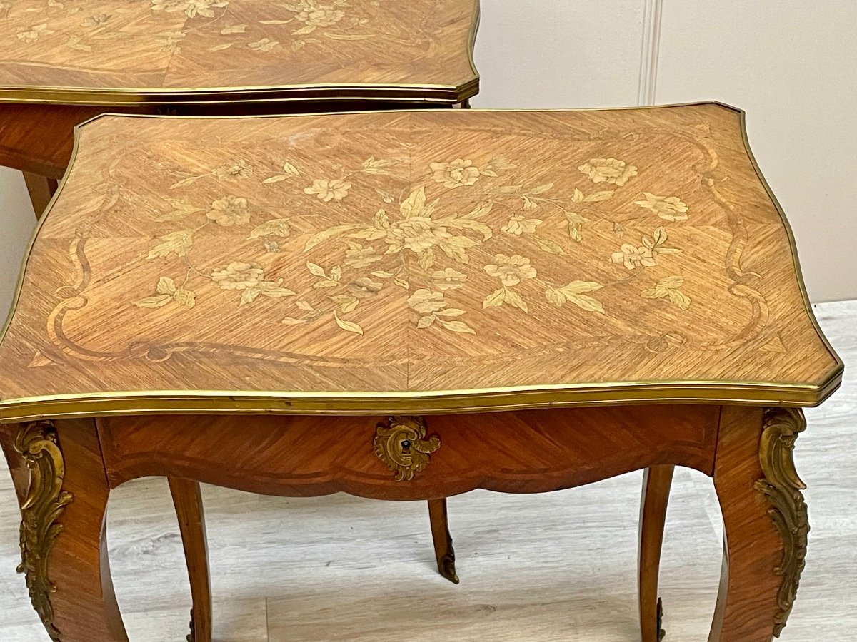 Pair Of Louis XV Marquetry Living Room Tables -photo-6