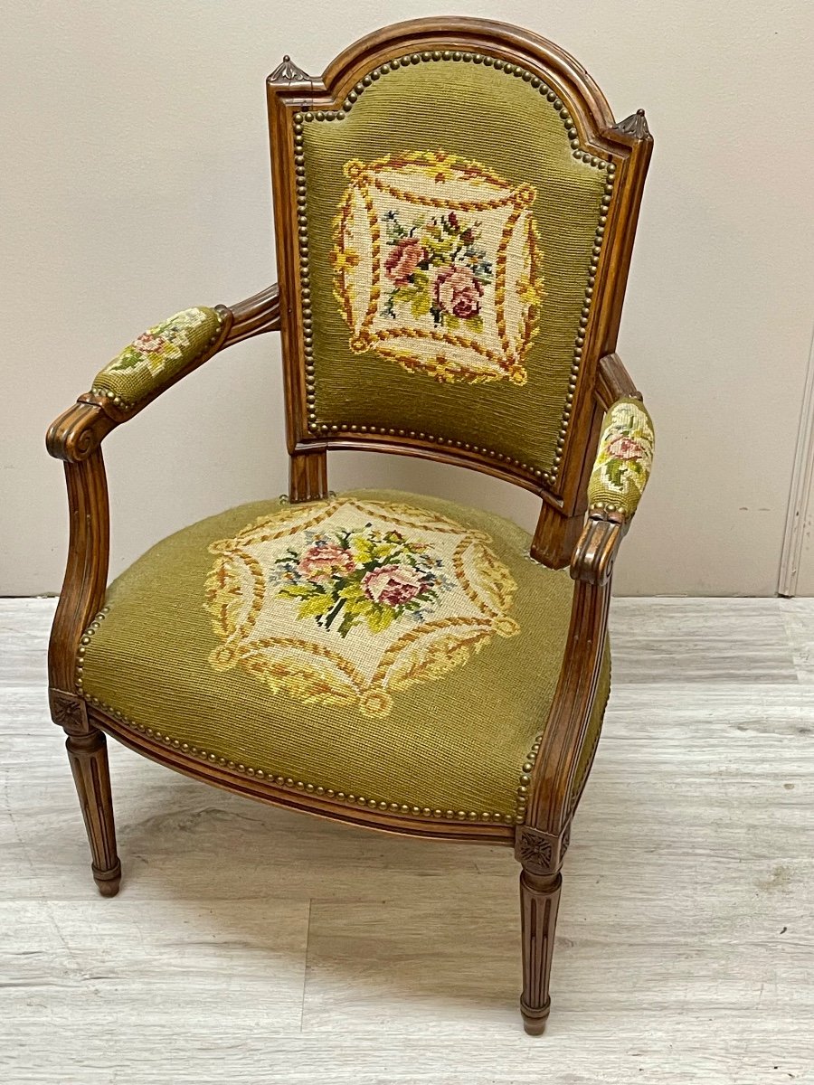 fauteuil cabriolet d’époque louis XVI-photo-2