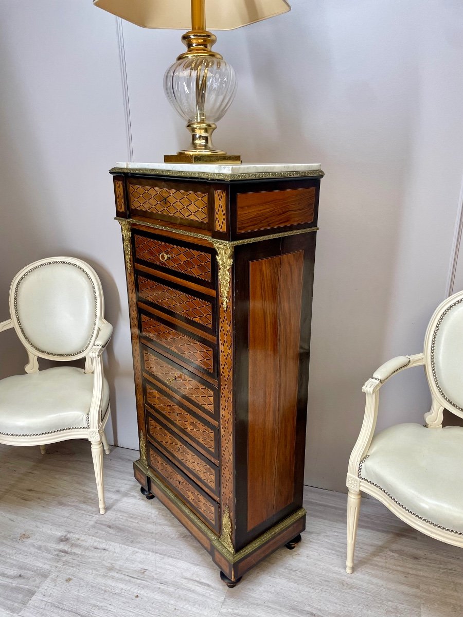 Napoleon III Period Secretary In Marquetry -photo-1