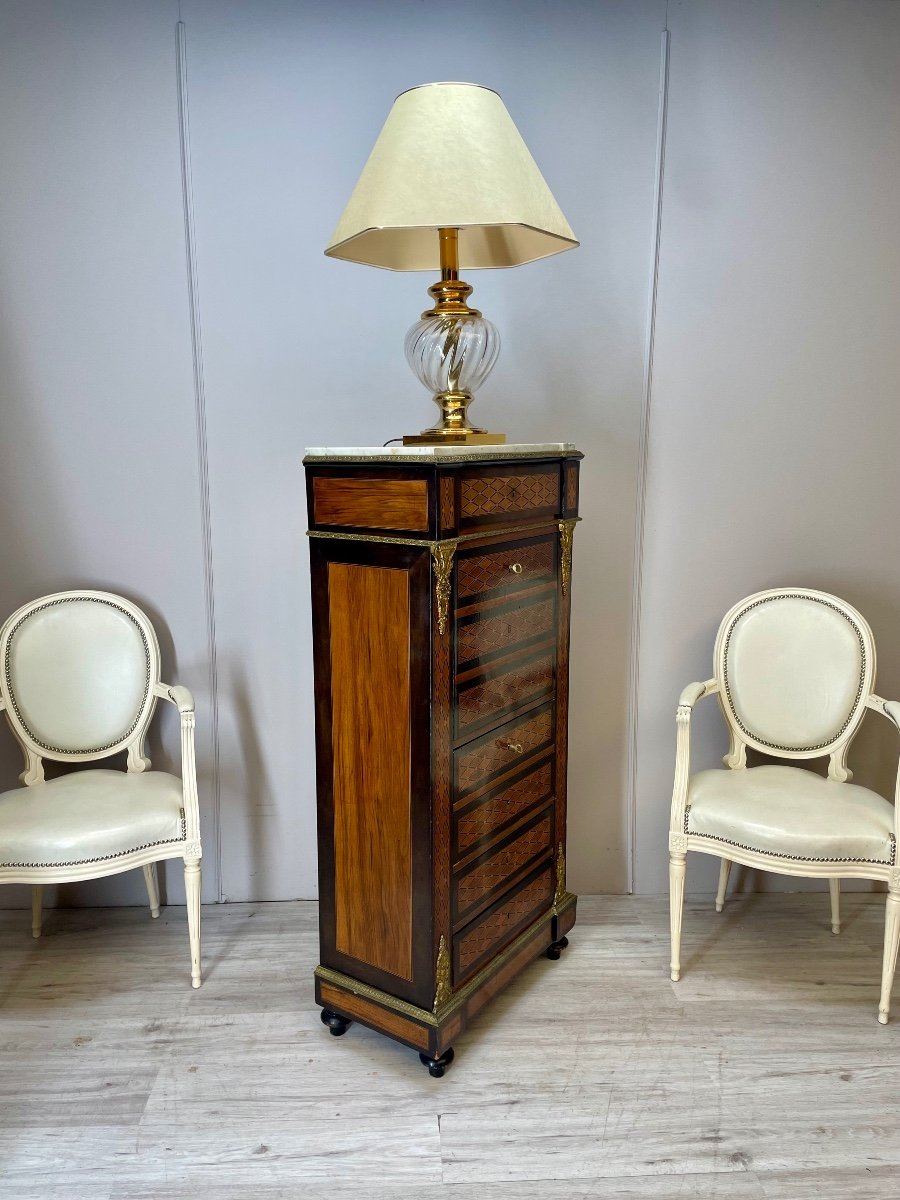 Napoleon III Period Secretary In Marquetry -photo-2