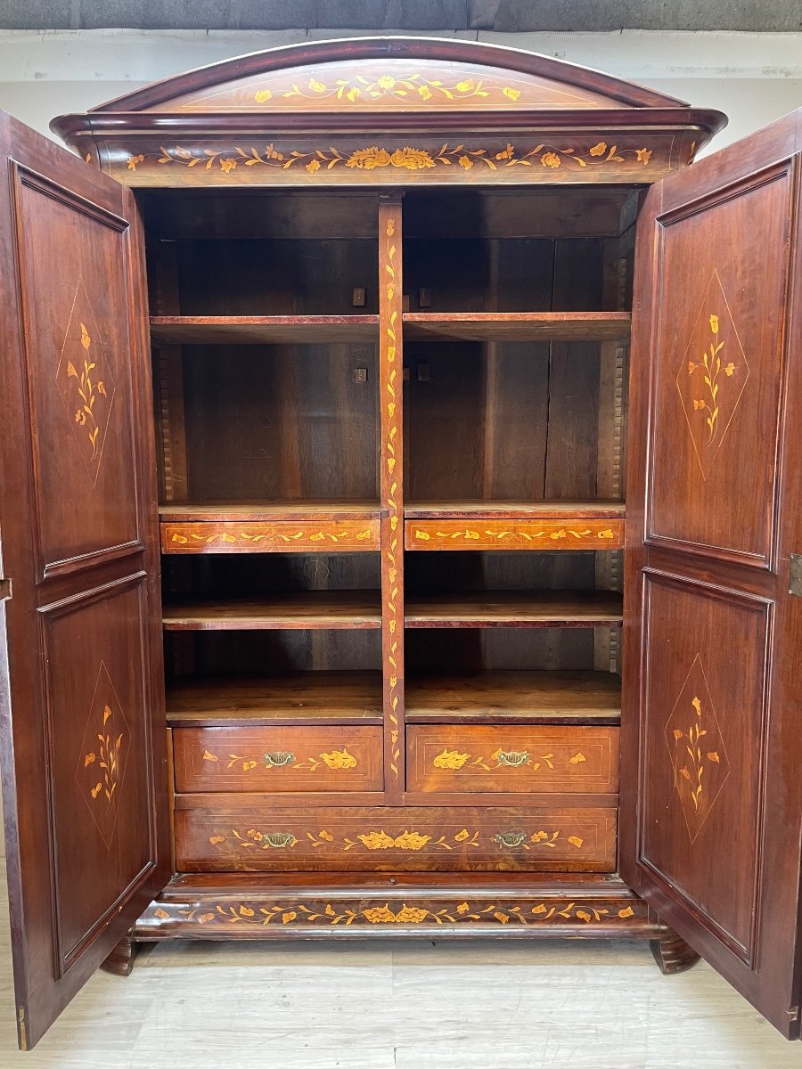 Exceptional 19th Charles X Cabinet In Marquetry -photo-4